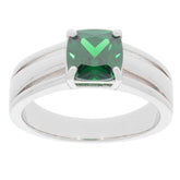 Elegant green emerald sterling silver ring with sparkling gemstone, perfect for sophisticated jewelry collections.